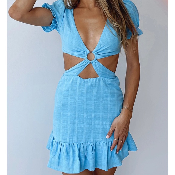 Blue Mini Dress - Cut Out - White Fox Boutique - NWT - Picture 1 of 4